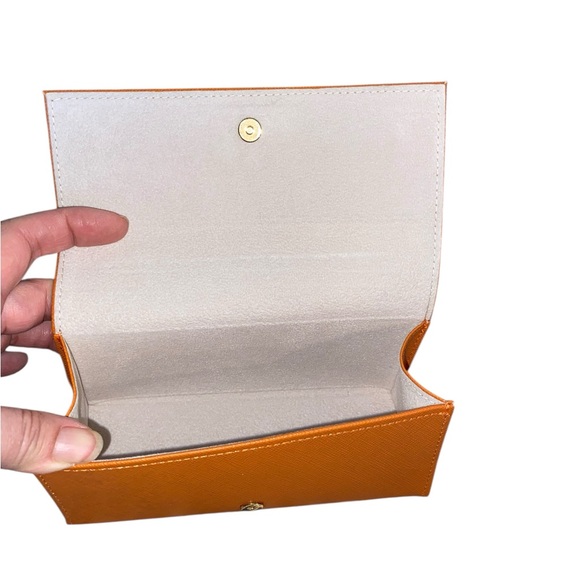 Tory Burch New Orange Grain Gold Logo Eyewear Sunglass Case Holder old money - Picture 5 of 11